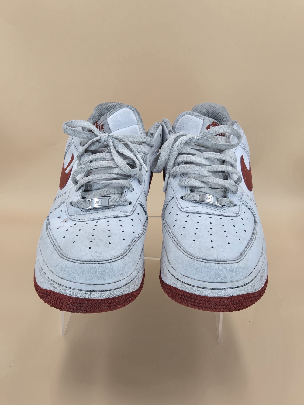 Nike Air Force 1 White & Red Low-Top Sneakers Men's Size 12 1/2 12.5 - Picture 5 of 13